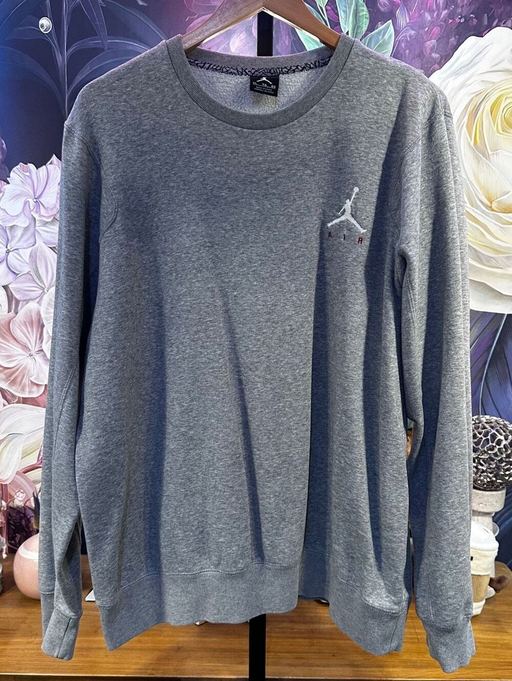 Jordan XL Gray Cotton Blend Crewneck Jumpman Air Sporty Streetwear